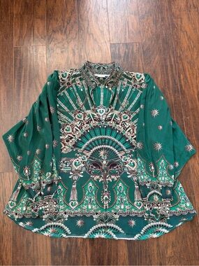 Camilla 100% Silk blouse size XL